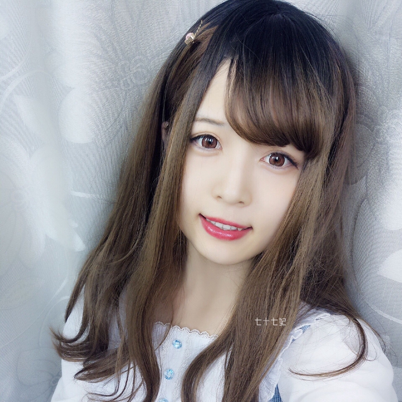 Air Bangs Student Female Long Straight Hair Micro Curly Wig