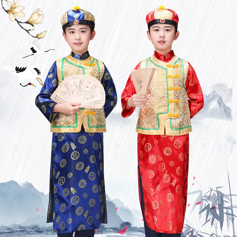 Gold Hanfu Dress Ancient Chinese Traditional Costume Men For Kids Boys ...