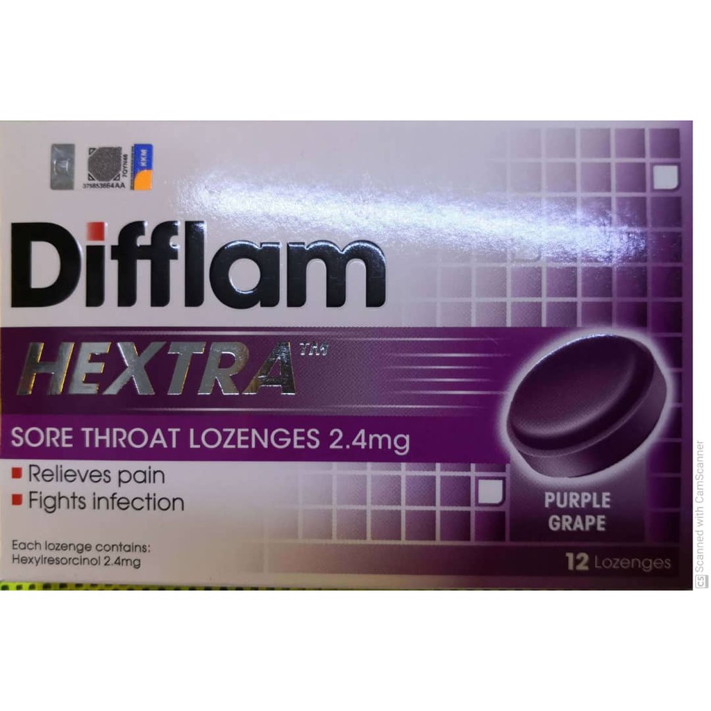 *Exp 30/06/2024* Difflam Hextra Lozenges Hexylresorcinol 2.4mg Grape
