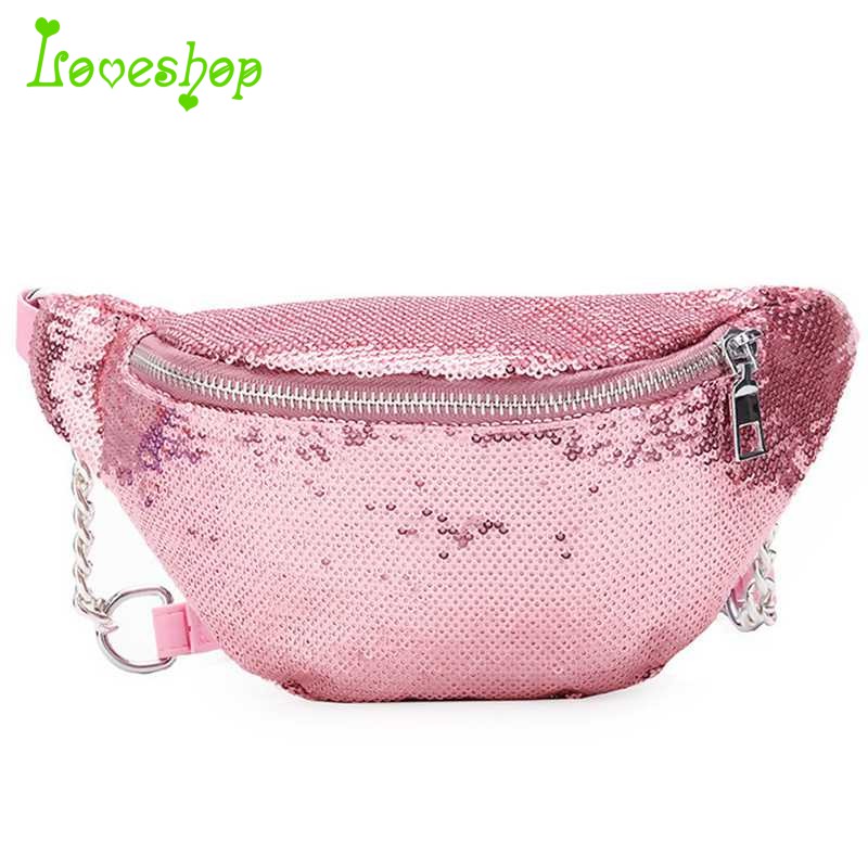 pink glitter fanny pack