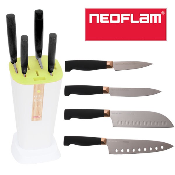 Neoflam Lch Store Korean Titanium Coated Kitchen Knife Set Black
