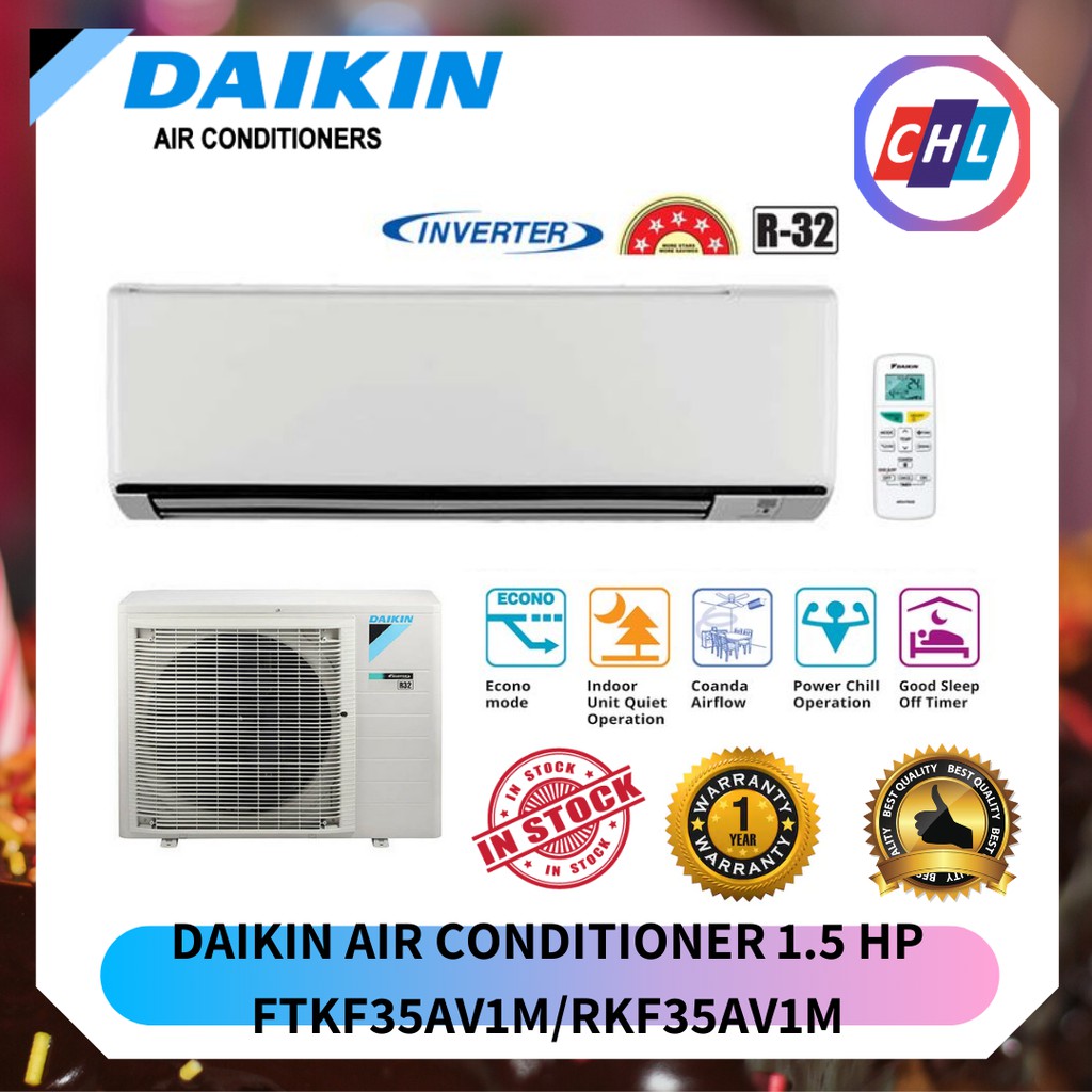 Daikin 4star Inverter Air Cond Smart Wifi 1 5hp Ready Stock Fast Shipping Ftkf35av1m Rkf35av1m Shopee Malaysia