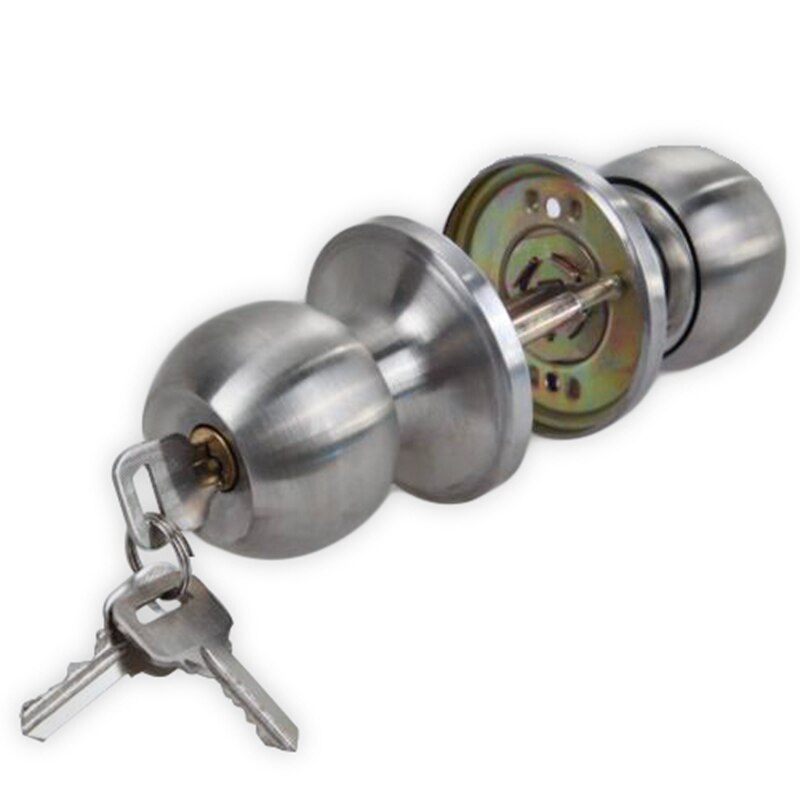 Stainless Round Door Knobs Rotation Lock Knobset Handle Stainless