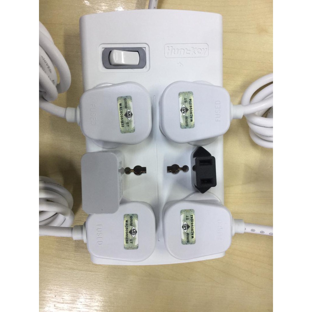 HUNTKEY SZM601 Power Extension Power Strip with 6 Sockets 2M Extension Cord Charging Station for all AC Socket White | Shopee Malaysia