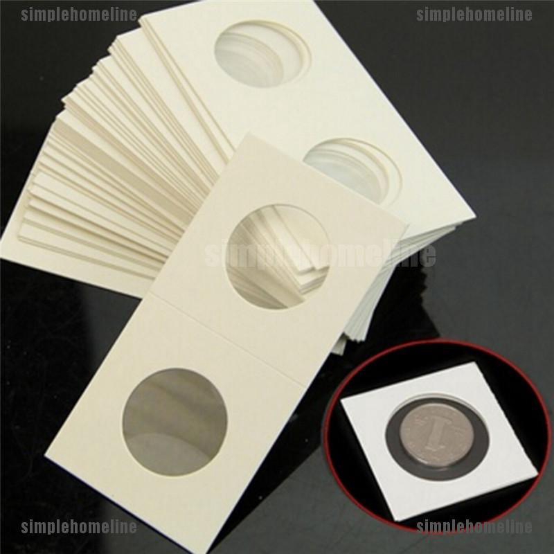 50Pcs New White Cardboard 2x2 Mylar Coin Holders with Storage Box Holder FaYT