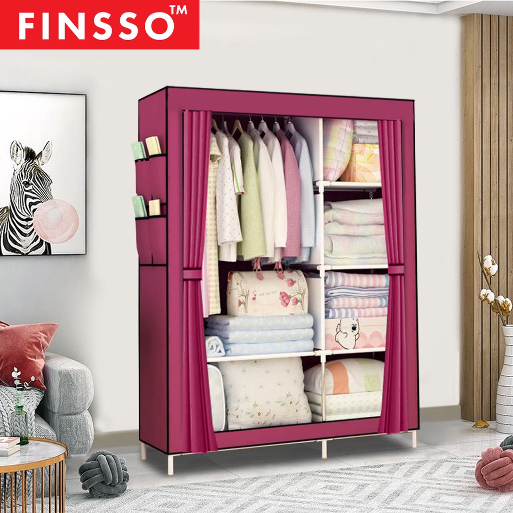 READY STOCK FINSSO: Wardrobe Almari Baju Rak Baju Clothes Organization Storage Rack Cabinet