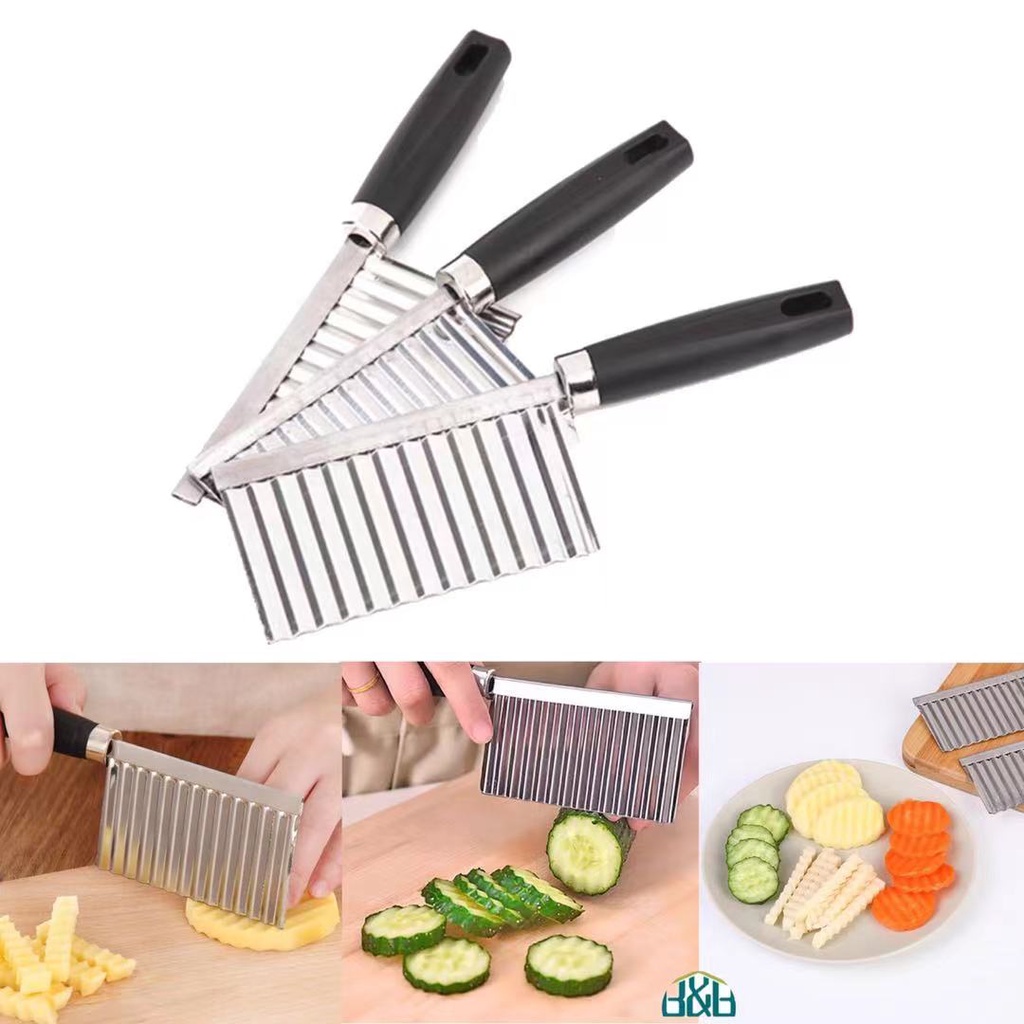 Stainless Steel Potato Chip Vegetable Crinkle Wavy Cutter Slicer ...