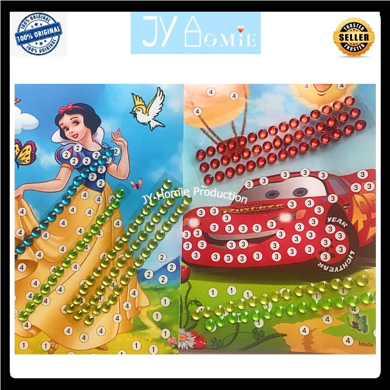 Kids DIY Crystal Diamond DIY Sticker Card Art Craft Puzzle Kids Toys Mainan DIY Mainan Sticker Card (Full Set 20 Types)