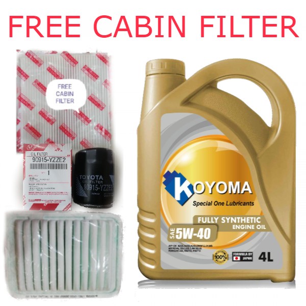 TOYOTA VIOS 1.5 (2nd MODEL) NCP93 OIL FILTER + AIR FILTER + KOYOMA 5W40