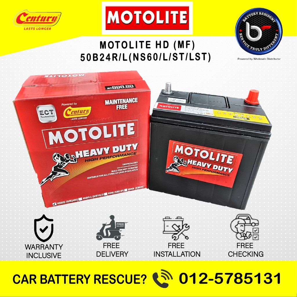 [ NS60LS | NS60S ] Motolite Heavy Duty MF | Car Battery Bateri Kereta ...