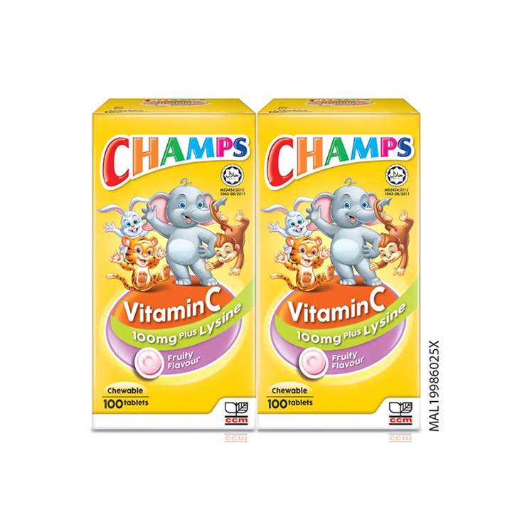 Champs Vitamin C 100mg With Lysine Fruity Flavour Shopee Malaysia