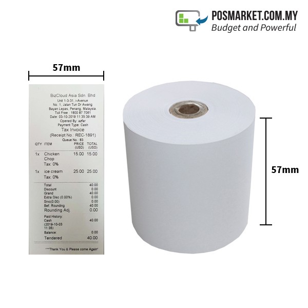 receipt paper width