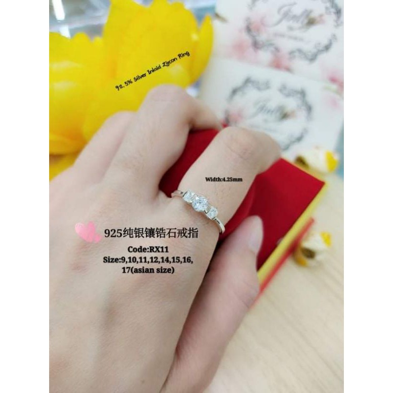 925Silver stone ring#925纯银镶石女装戒指#cincin batu perak untuk perempuan(RX11)