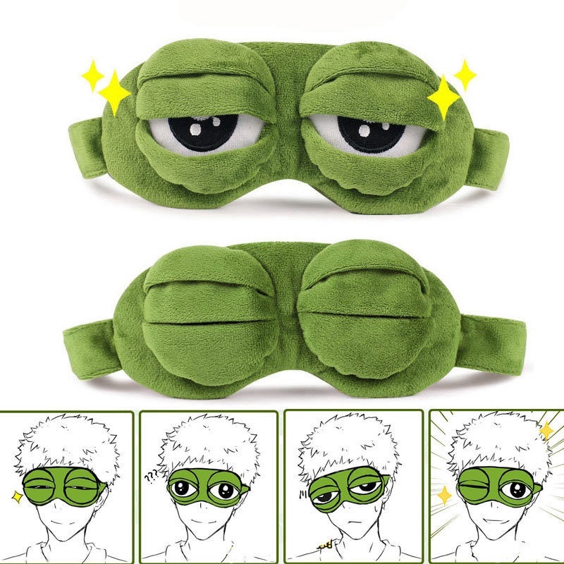 Travel Sleep Eye Mask 3D Sad Frog Padded Shade Sleeping Cover Blindfold Rest Fun