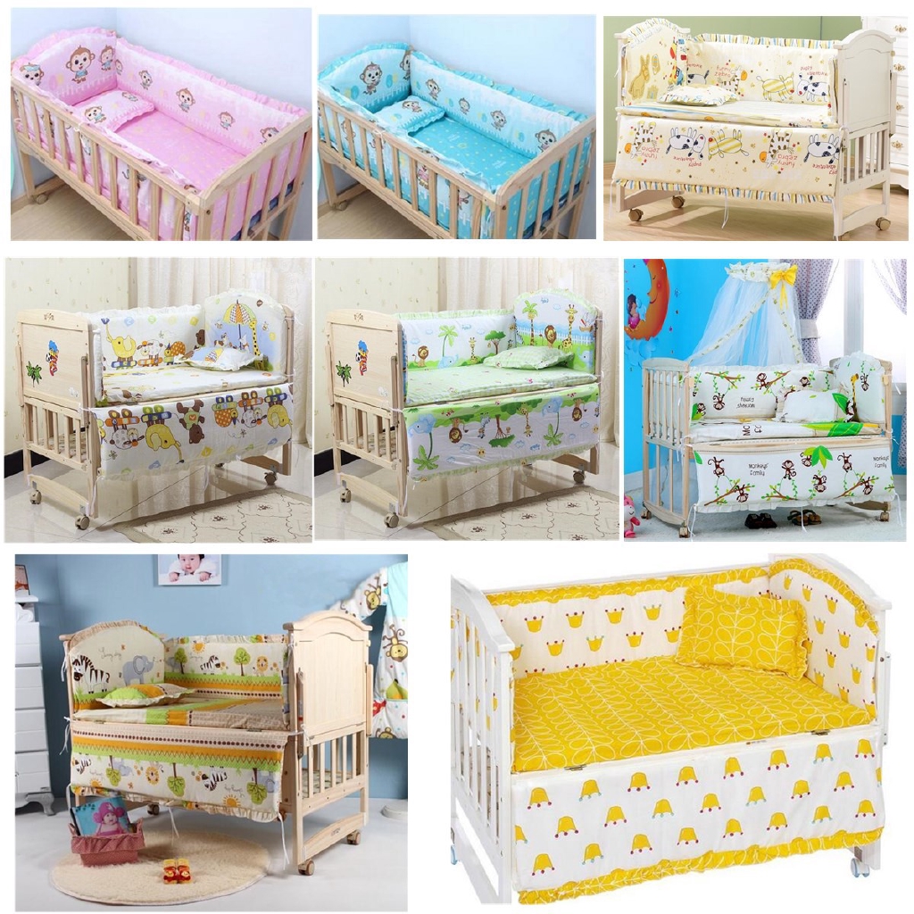 Lovely 5 Pcs Baby Bedding Set Bumper Duvet Cover To Fit Cot Or