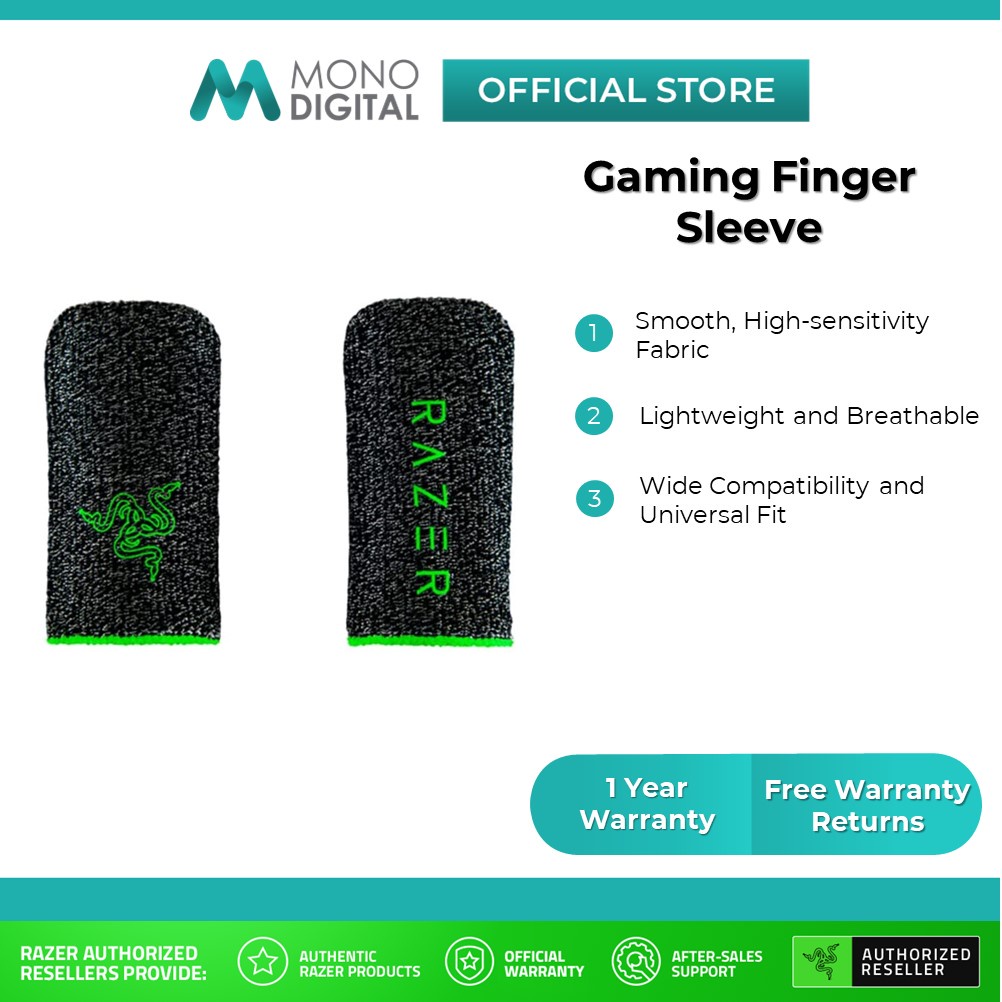RAZER Gaming Finger Sleeve - Smooth, High-Sensitivity Fabric, Lightweight + Breathable, Wide Compatibility + Universal Fit (RC81-03970100-R3M1)