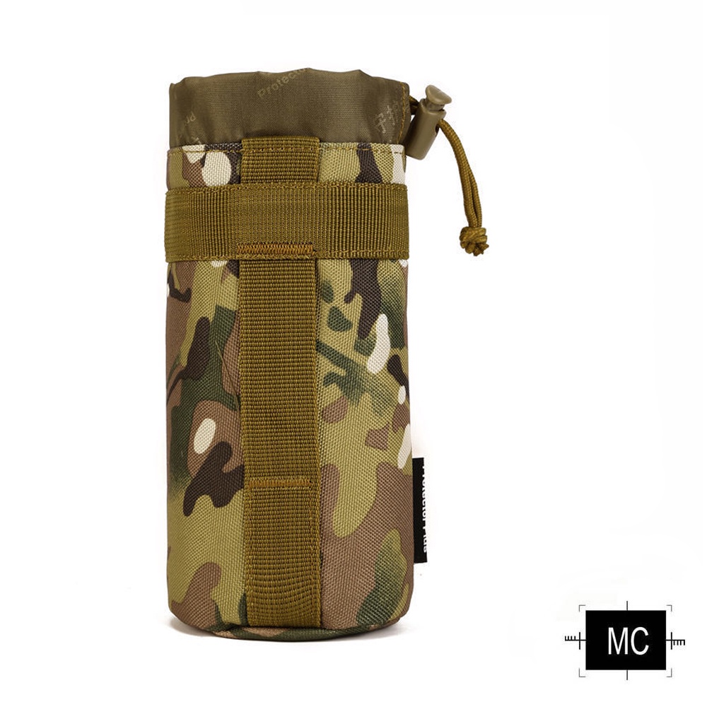 Tactical Military Molle Water Bottle Bag Kettle Pouch Holder w/ Zipper MC 