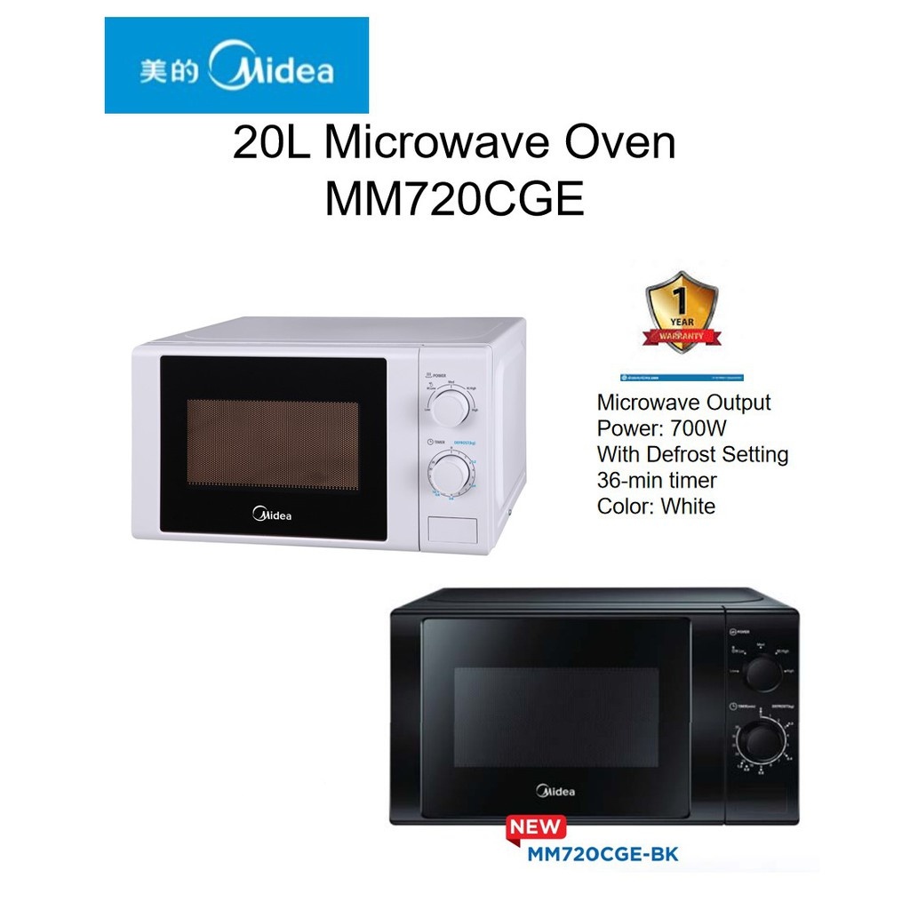 Midea 20L Microwave Oven (MM720CGE - WH/ MM720CGE-BK) | Shopee Malaysia