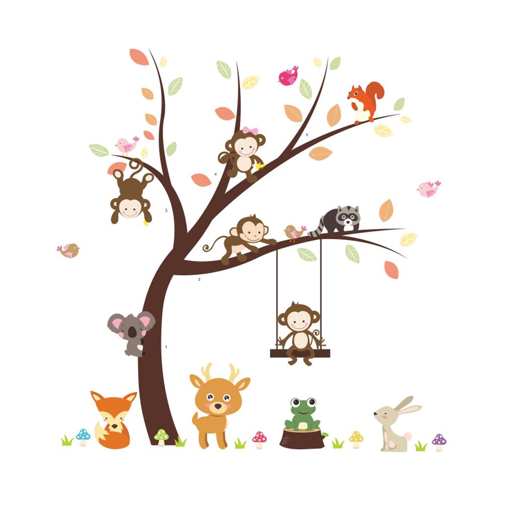 Lovely Monkey Tree Pvc Removable Wall Sticker Decal Kids Room Decor - 