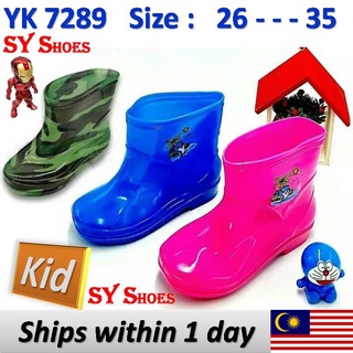 (SY Shoes) YK 7289 Children Rain Boots/Boots Air Budak/Kasut Air Kasut But Budak/Kids Frozen/Kid Rian Boots