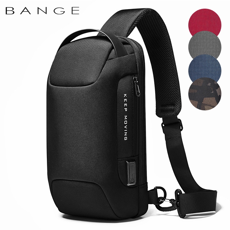 Bange Men Anti-theft Crossbody Bags Male Waterproof USB Charging Chest ...