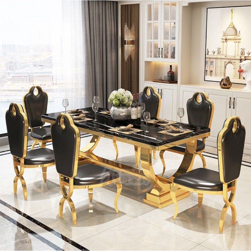 [PREORDER] STAINLESS STEEL DINING TABLE MARBLE MEJA MAKAN MARMAR ...