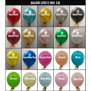 RM0.30 Per PCS Metallic Latex Colourful Round Balloons 12'' inch(Ready Stock)