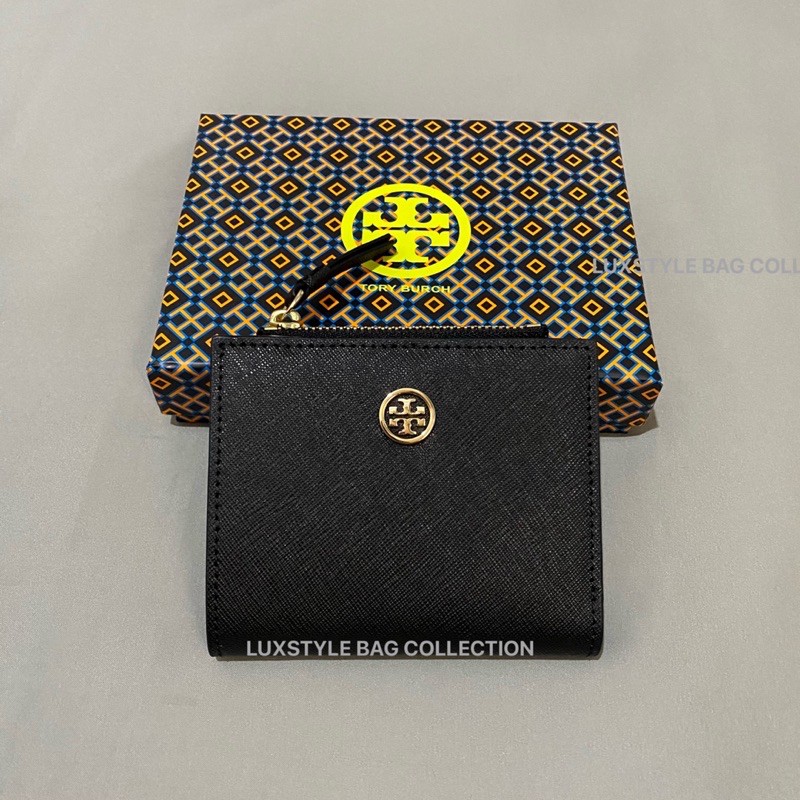 READY STOCK 💯 Authentic Original Tory Burch Robinson Small Bifold Wallet  Black | Shopee Malaysia
