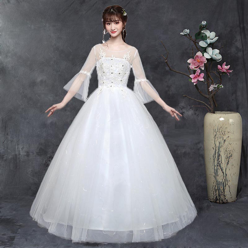 Plus Size Bride S White Wedding Dress Korea Slim Floor Length
