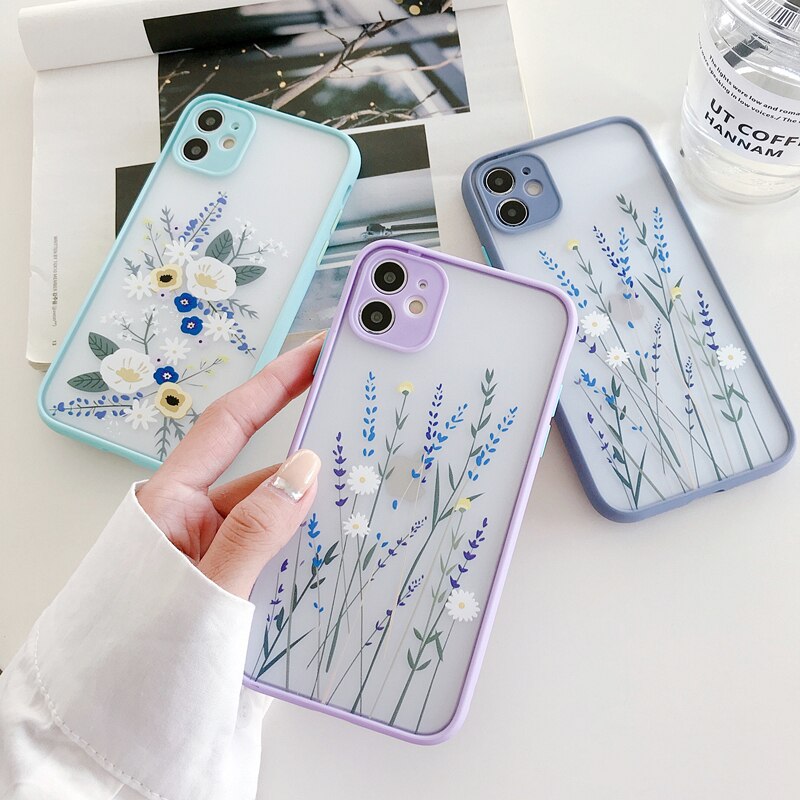 Iphone 12 Pro Max Mini Cute Flower Leaf Phone Case Iphone 11 Pro Max Xr Xs Max 7 8 Plus X Soft Tpu Hard Pc Luxury Color Back Cover Shopee Malaysia