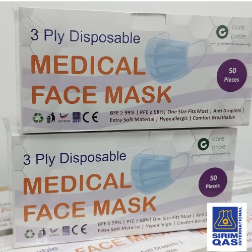 CARE PRIDE 3PLY MEDICAL FACE MASK WITH SIRIM CERTIFICATE MADE IN