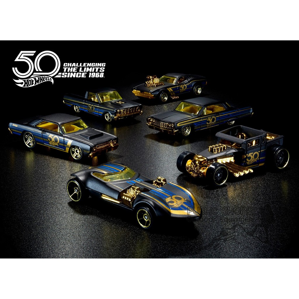 hot wheels 50th anniversary black and gold collection