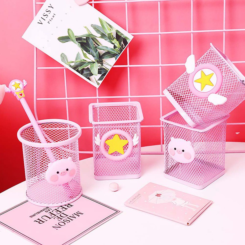 Hainaf Uk Cute Iron Pen Storage Holder Pencil Container Pot Desk