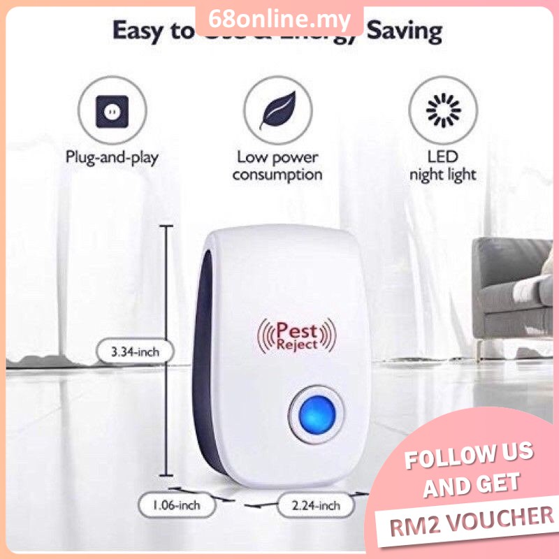 Johor Seller Ultrasonic Pest Repeller Plug Pest Reject Electric Pest Control For Bed Bugs Cockroach Rat Spider Flea Shopee Malaysia