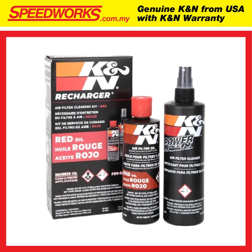 Genuine K&N Air Filter Cleaner & Oil Recharger Kit (995050) Shopee