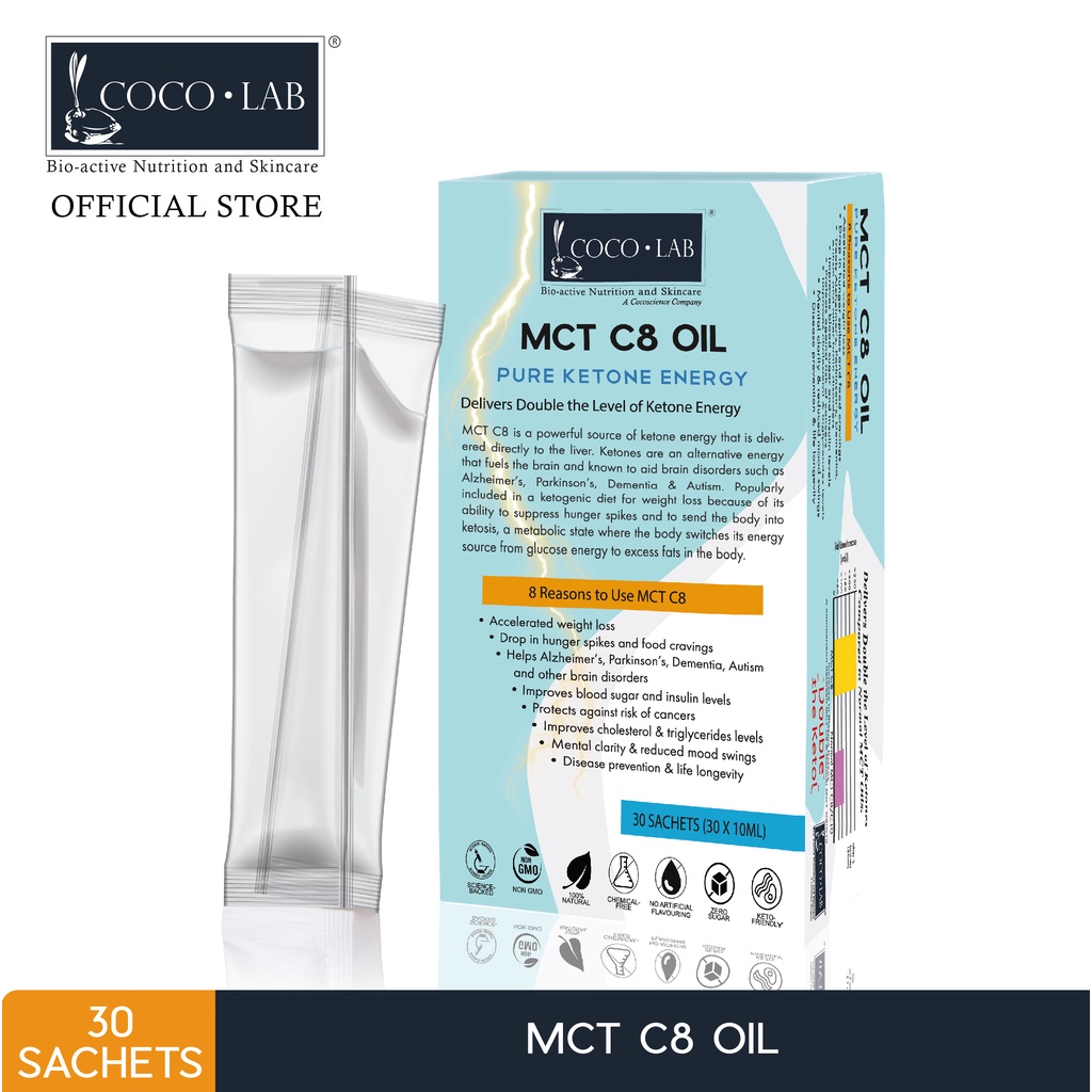 MCT C8 Oil Sachet (Medium Chain Triglycerides 100 Pure C8) 30 Sachets