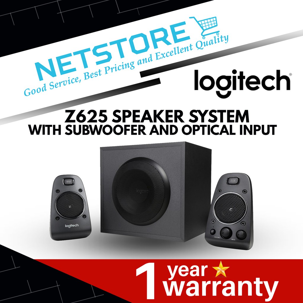 logitech z625 speaker system with subwoofer and optical input