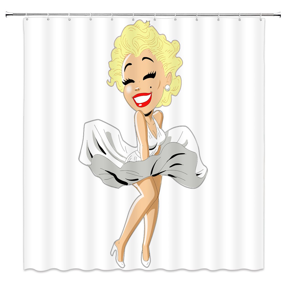 Cartoon Marilyn Monroe Shower Curtain Sexy Women Celebrity