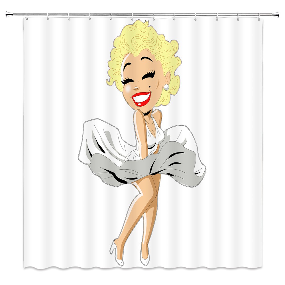 Cartoon Marilyn Monroe Shower Curtain Sexy Women Celebrity