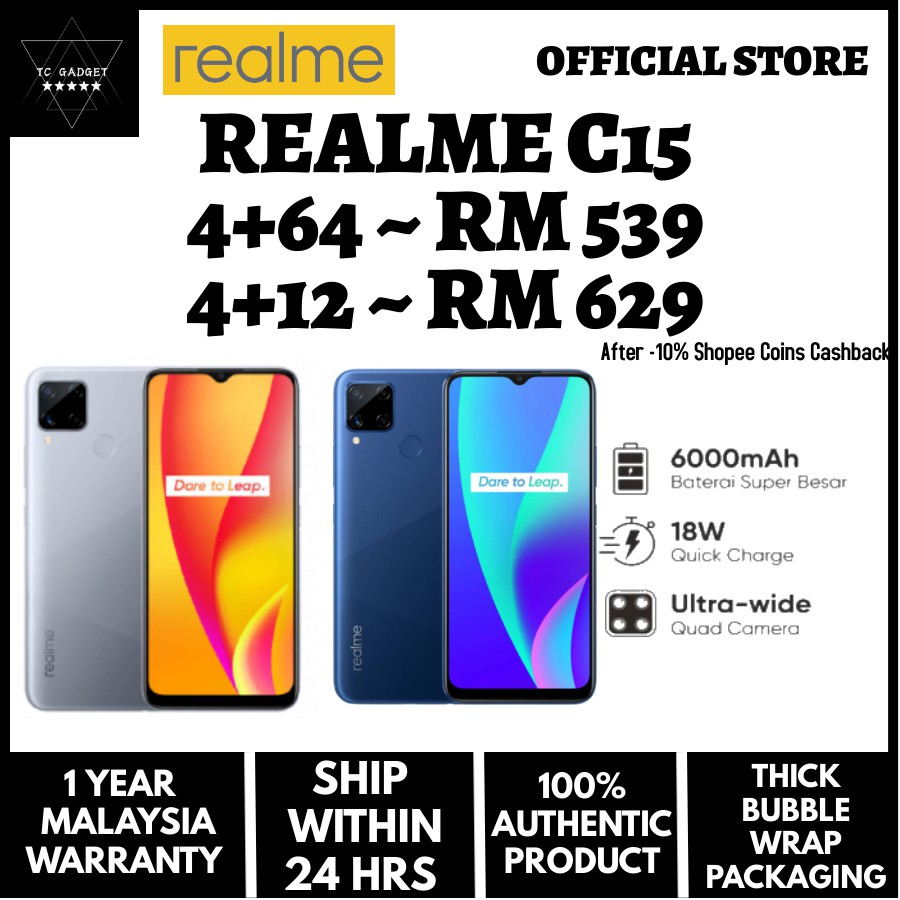 Realme C12 C15 100 Original Realme Warranty Malaysia Shopee Malaysia