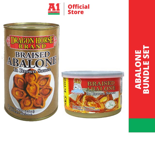 Dragon Horse Braised Abalone In Brown Sauce (425g) and Sky King Braised