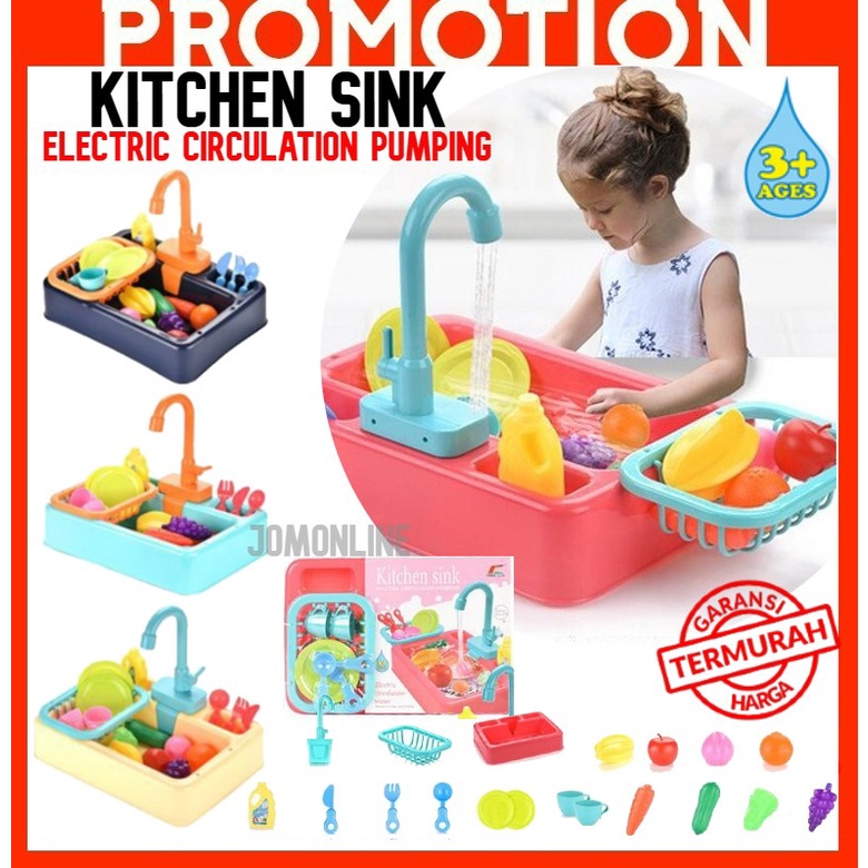 ~Ship from KL~ Children Kitchen Dish Washing Sink Pretend Play Set Electric Circulation Toy Toy Simulated Dishwasher