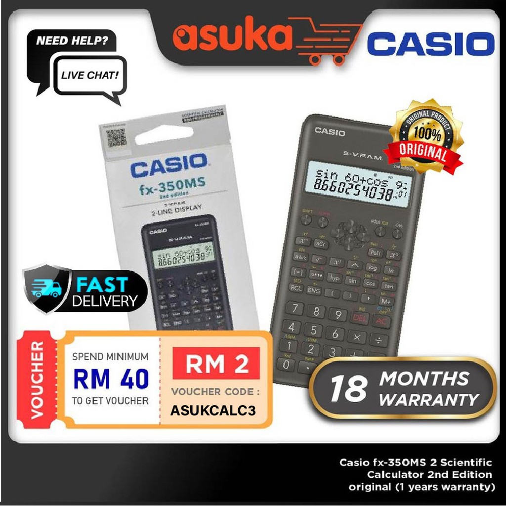 Casio Fx 350ms 2 Scientific Calculator 2nd Edition Original 18 Months Warranty Shopee Malaysia