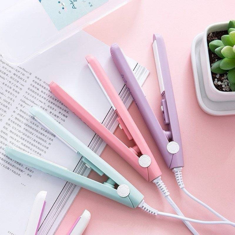 [Invincible]  Portable Electric Ceramic Hair Straightener/ Mini Fluffy Hair Bangs Curler/ Korean Style Straightener Curler/ Female Flat Iron Perm Splint Curling Hair Styling Tool