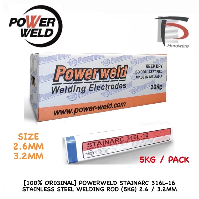  100 ORIGINAL POWERWELD STAINARC 316L 16 STAINLESS STEEL ELECTRODE 