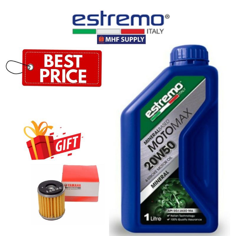 Estremo Motomax 20w50 Engine Oil Care Minyak Enjin Motor Terbaik Dan Power Dari Italy Shopee Malaysia