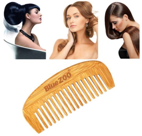 Natural Bamboo Hair Wide Tooth Comb Curved Round Smooth Styling Sandalwood Eco-Friendly & Sustainable