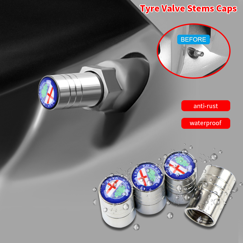 YQL 4pcs/set Car Wheel Tire Valve Caps Steel Alloy Valve Stem Auto