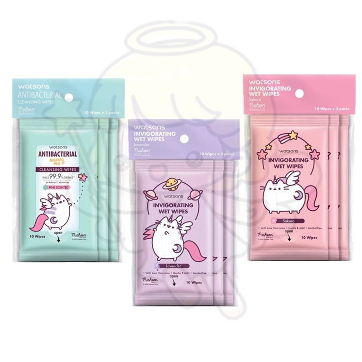 [READY STOCK] Watsons Wet Tissues Invigorating Wet Wipes Sakura/ Lavender/ Pine Pusheen