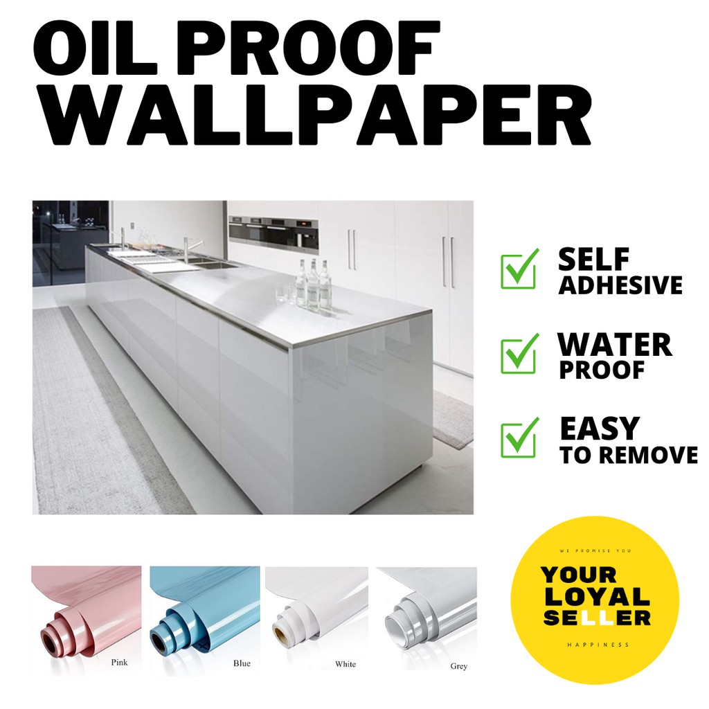 Removable Self Adhesive Oil Proof Wallpaper Kitchen Decor 60cmX3meter [READY STOCK